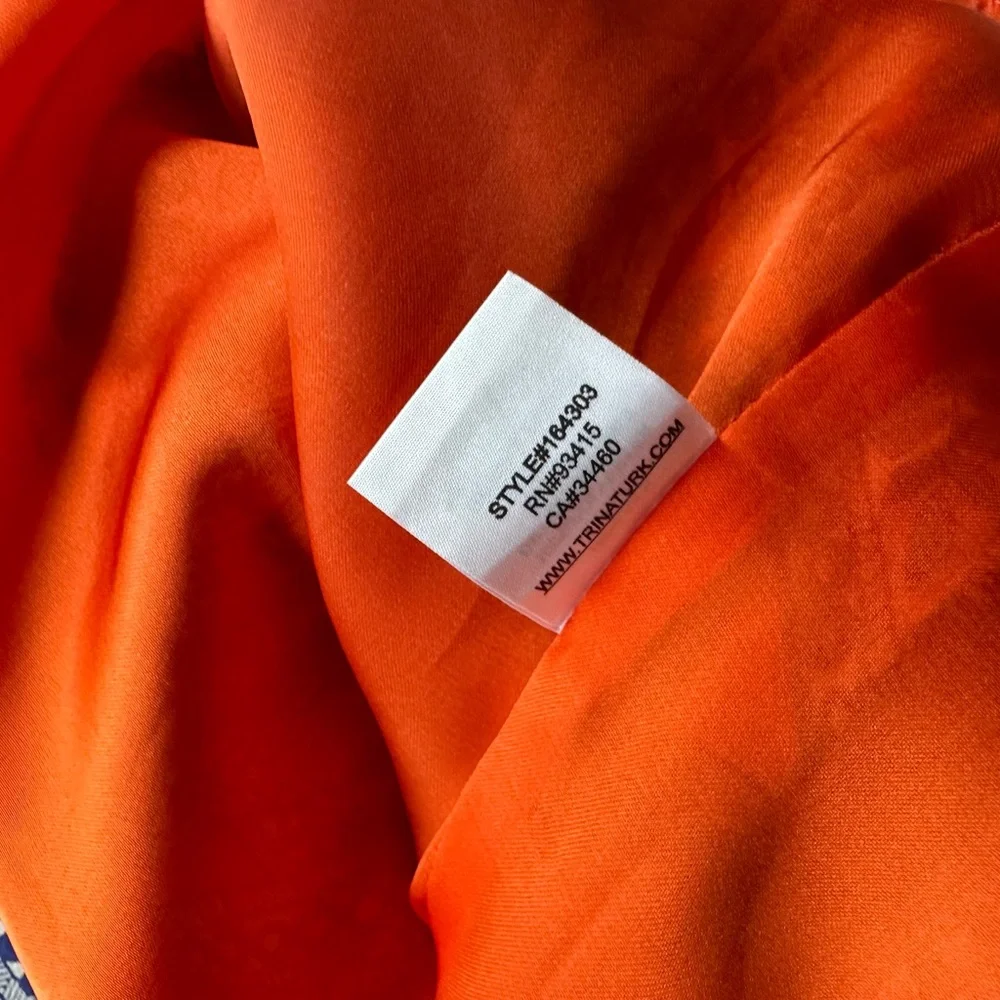 Trina Turk Alverta Silk Paisley Midi Dress Cobalt Blue and Orange Size 4